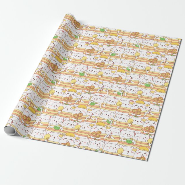 Presente Papel de moldagem de gatos adoráveis (Desenrolado)