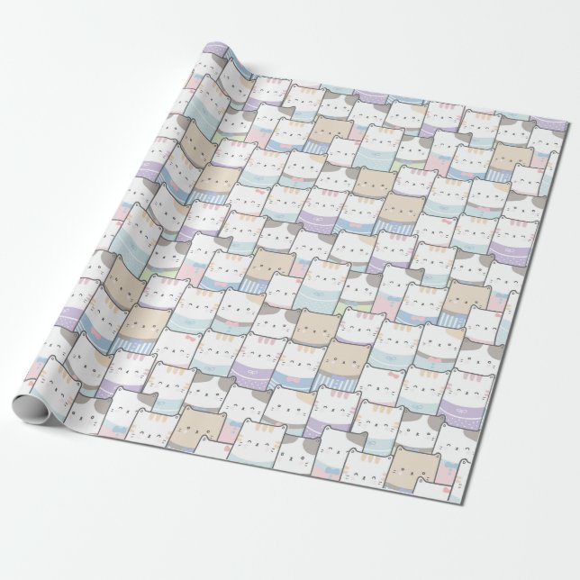 Presente Papel de moldagem de gatos adoráveis (Desenrolado)