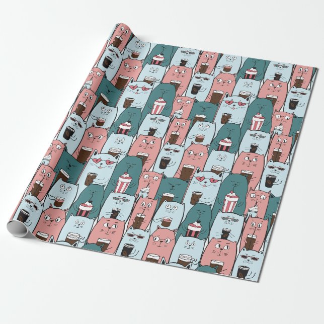 Presente Papel de moldagem de gatos adoráveis (Desenrolado)