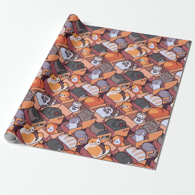 Presente Papel de moldagem de gatos adoráveis (Desenrolado)