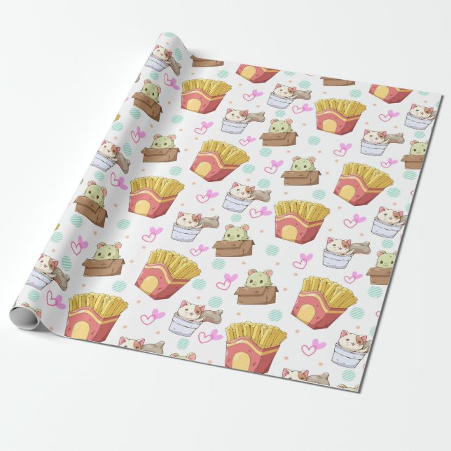 Presente Papel de moldagem de gatos adoráveis (Desenrolado)
