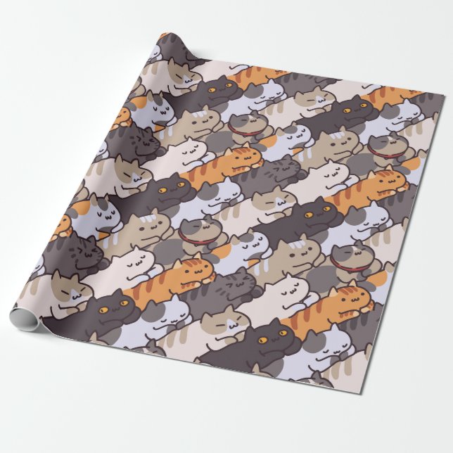 Presente Papel de moldagem de gatos adoráveis (Desenrolado)