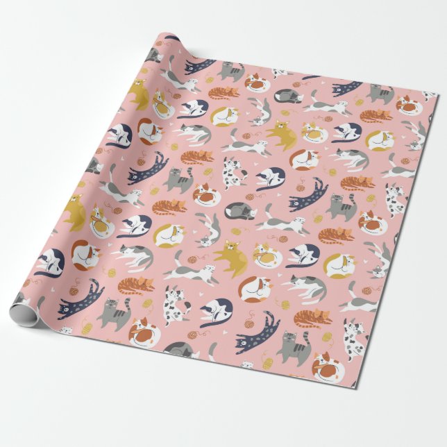 Presente Papel de moldagem de gatos adoráveis (Desenrolado)