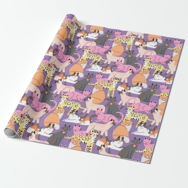 Presente Papel de moldagem de gatos adoráveis (Desenrolado)