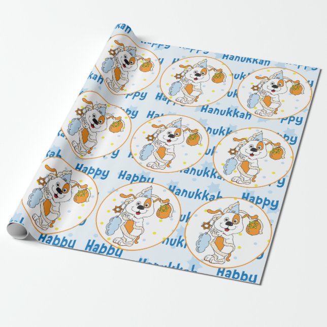 Presente Papel de Moldagem de Hanukkah "Happy Hanukkah" (Desenrolado)