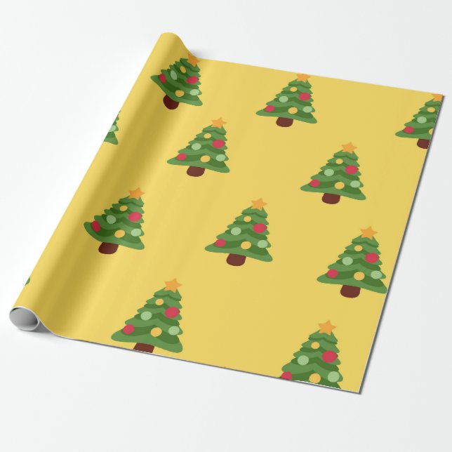 Presente Papel de moldagem de Natal amarelo (Desenrolado)