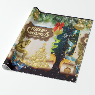 Presente Papel de Moldagem de Natal Anjo Feliz de Natal