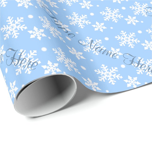 Presente Papel de moldagem de Natal Azul Floco de Neve Pape (Ponta do rolo)