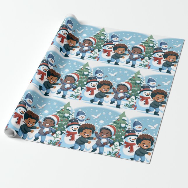 Presente Papel de moldagem de natal Black Boy (Desenrolado)