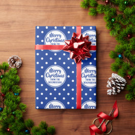 Presente Papel de moldagem de natal Bolinhas azul