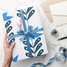 Presente Papel de moldagem de Natal com Flor Azul