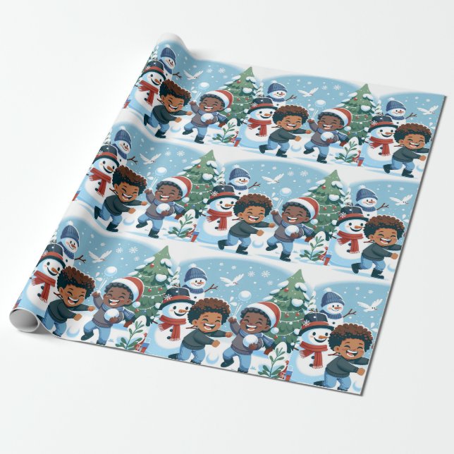 Presente Papel de Moldagem de Natal da Guerra da Neve (Desenrolado)