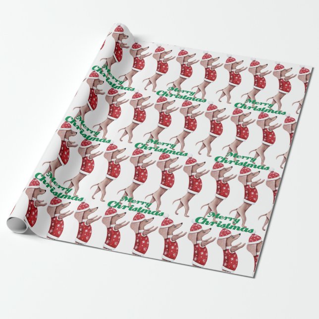 Presente Papel de moldagem de Natal Dachshund (Desenrolado)