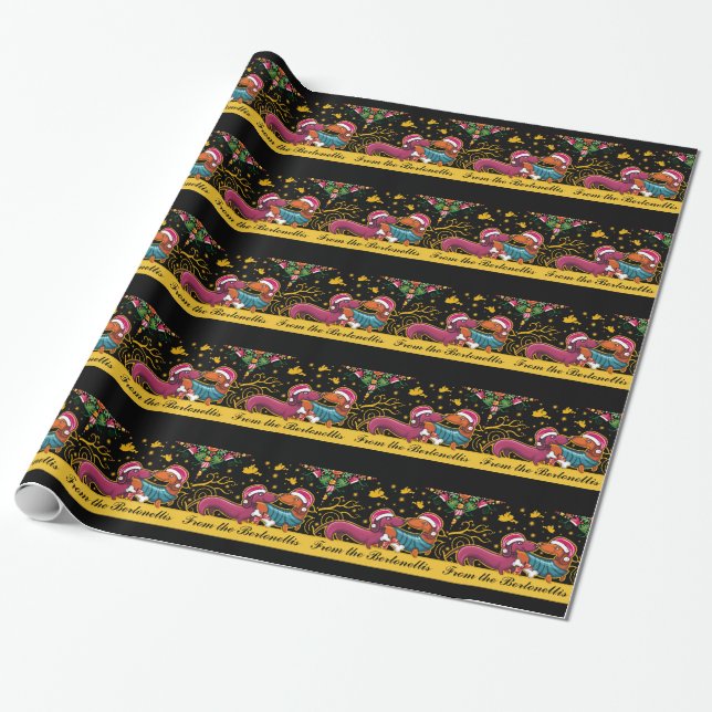 Presente Papel de moldagem de natal Dachsunds - SRF (Desenrolado)