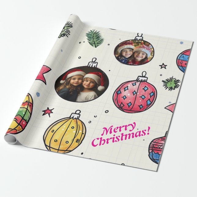 Presente Papel de moldagem de Natal desenhado na mão de fot (Desenrolado)