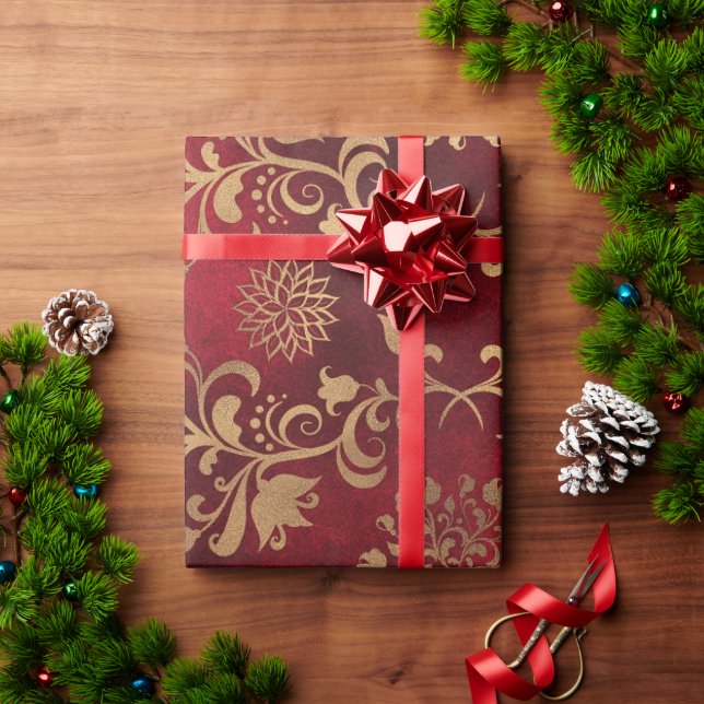 Presente Papel de moldagem de Natal Dourado vermelho (Presente de Natal)
