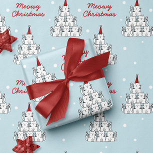 Presente Papel de moldagem de natal em árvore de gato bonit