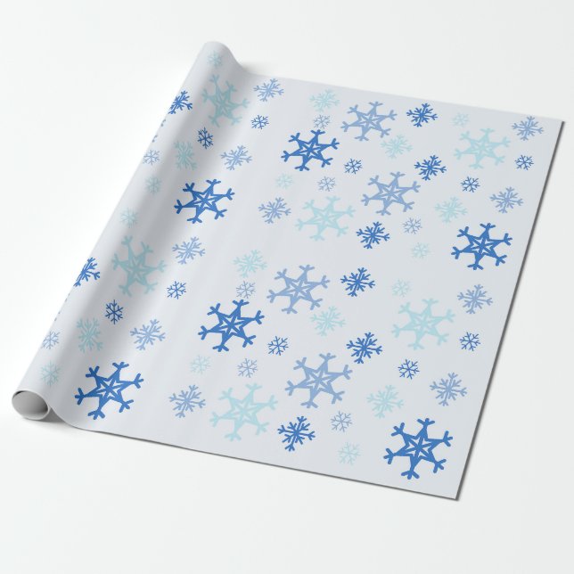 Presente Papel de Moldagem de Natal em Floco de Neve - Azul (Desenrolado)