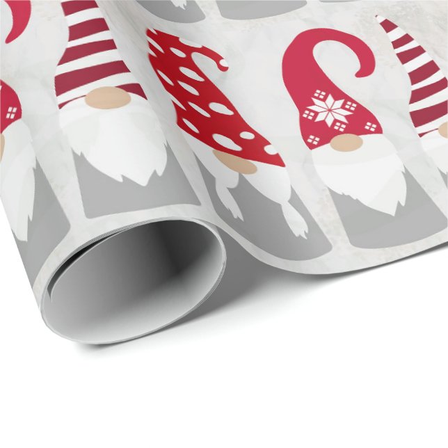 Presente Papel de Moldagem de Natal - Gnomos em Fila (Ponta do rolo)