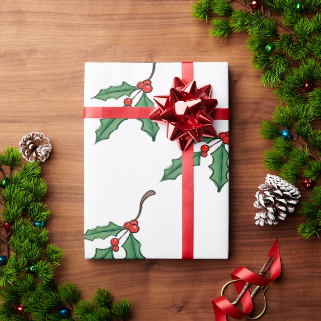Presente Papel de moldagem de Natal Holly (Presente de Natal)
