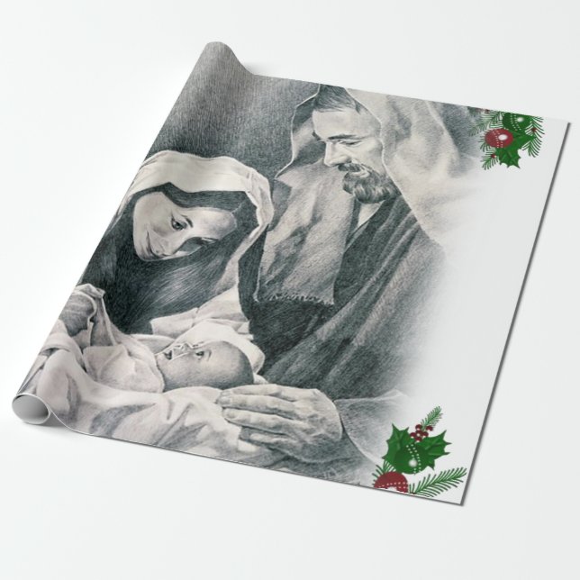 Presente Papel de moldagem de Natal Jesus (Desenrolado)