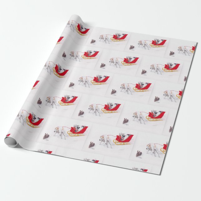 Presente Papel de Moldagem de Natal para o Cão Borzoi Wolfh (Desenrolado)