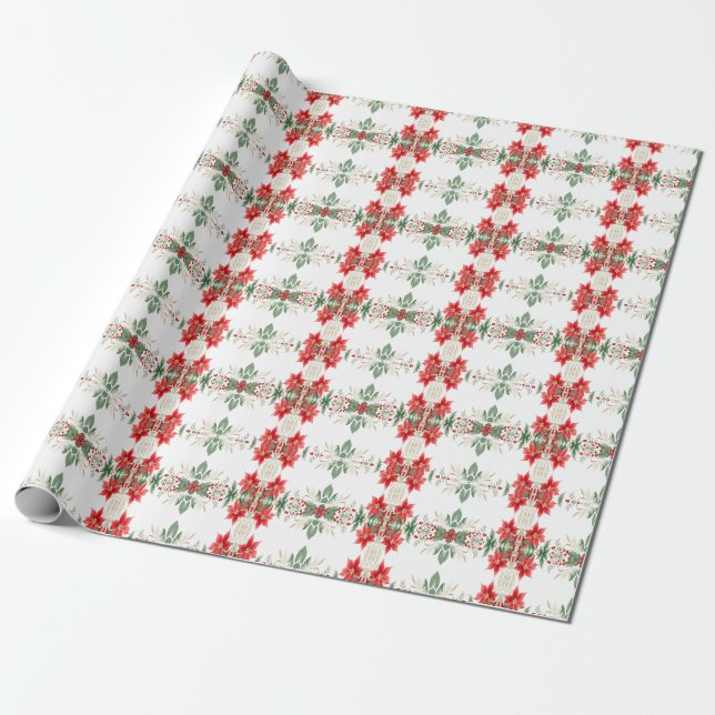 Presente Papel de moldagem de Natal Red Poinsettia (Desenrolado)