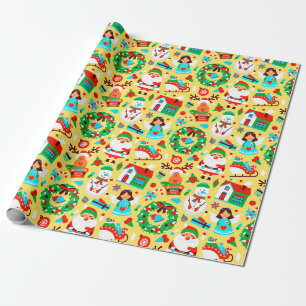 Presente Papel de moldagem de padrão de natal amarelo bonit