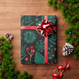 Presente Papel de moldagem de padrão floral de natal com aq