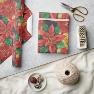 Presente Papel de Moldagem de Poinsettia nas Estrelas de Na