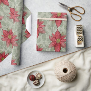 Presente Papel De Moldagem De Poinsettias De Natal Russo