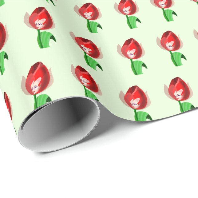 Presente Papel de moldagem de Tulip Girl - Personalizável (Ponta do rolo)