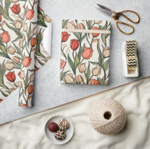 Presente Papel de moldagem de tulipas tropicais minimalista
