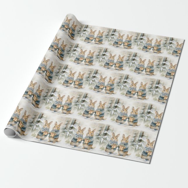 Presente Papel de moldagem do coelho natalino (Desenrolado)