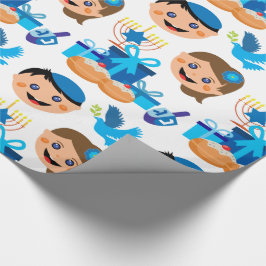 Presente Papel de moldagem do padrão Hanukkah feliz