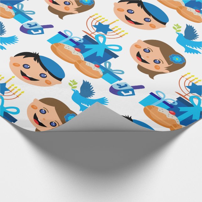 Presente Papel de moldagem do padrão Hanukkah feliz (Ponta)