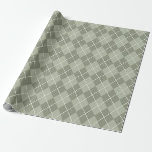 Presente Papel de moldagem Dusty Green Argyle