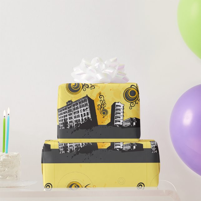 Presente Papel de moldagem em cena urbana (Criador carregado)