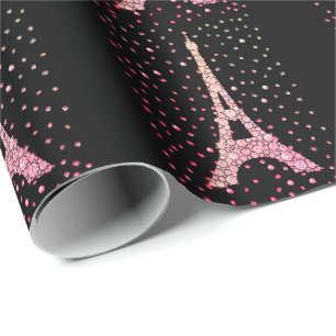Presente Papel de moldagem em torre Eiffel cor-de-rosa