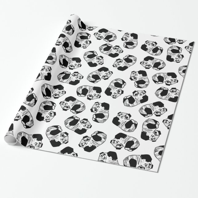 Presente Papel de Moldagem Panda Play, 30" x 6" (Desenrolado)