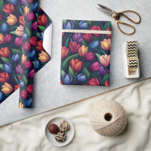Presente Papel de moldagem por tulipas de colagem chic Past