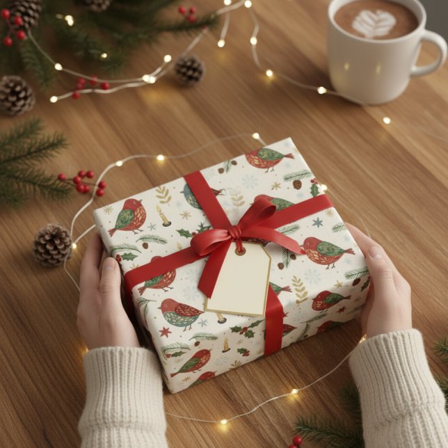 Presente Papel de moldagem Robin de Natal em Watercolor (Criador carregado)