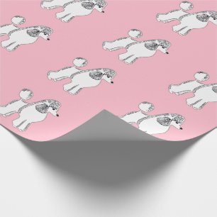 Presente Papel de Moldagem Rosa com Padrões Brancos