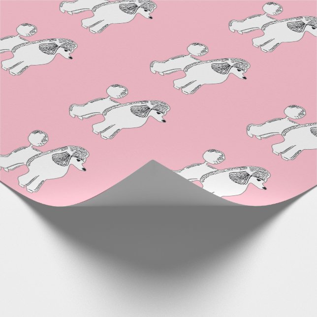 Presente Papel de Moldagem Rosa com Padrões Brancos (Ponta)