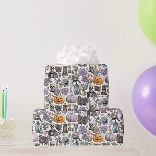 Presente Papel de molhação de esqueleto e abóbora de abóbor (Presentes para festas)