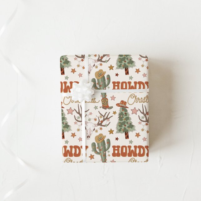 Presente Papel de molhação de natal do Cowboy | Embalagem O (Criador carregado)