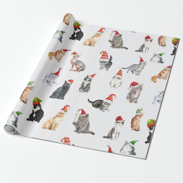 Presente Papel de molhação de natal para gatos bonitos (Desenrolado)