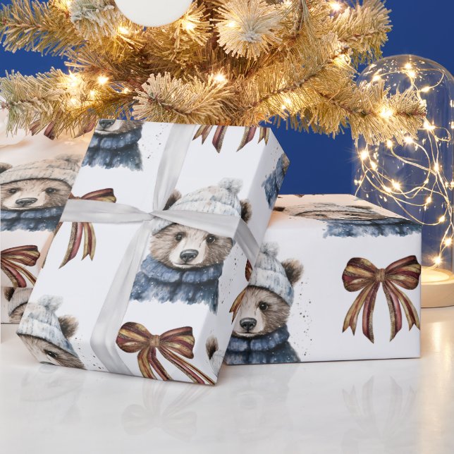 Presente Papel de molhação do urso de Natal de inverno (Feriados)