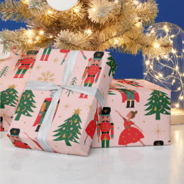Presente Papel de molhador de Natal, branco e cor-de-rosa
