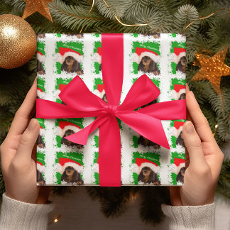 Presente Papel de Natal Cavalier King Charles Preto e Bege